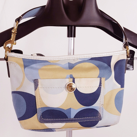 Coach Handbags - Coach Signature Blue and Yellow Mini Bag